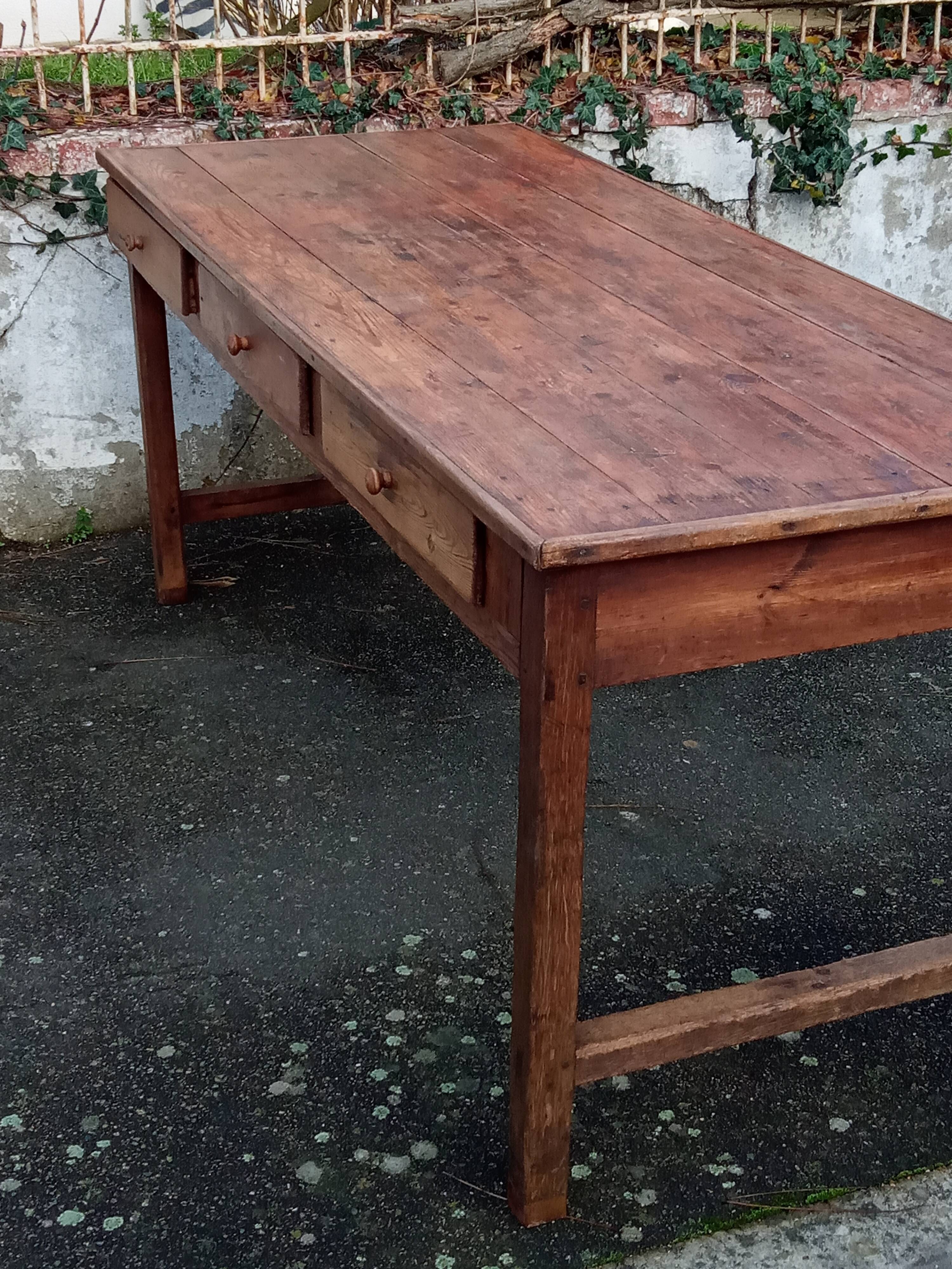 Oak farmhouse table, six drawers