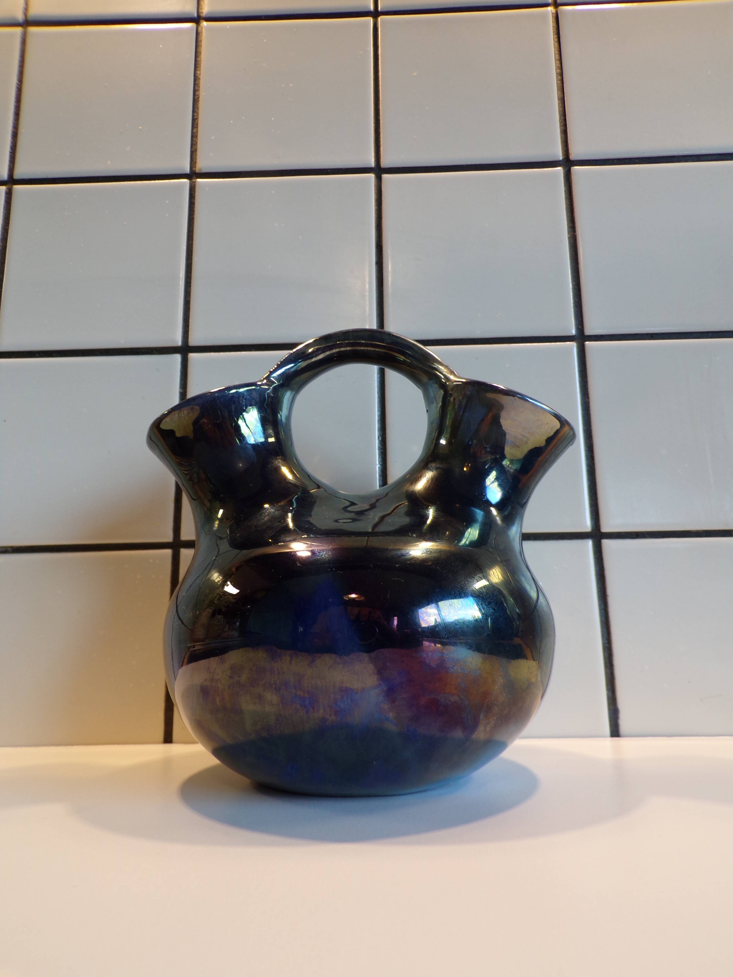 Rambervillers double flower vase in flamed stoneware