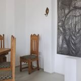 Gothic revival refectory dining table and chairs set of 7 France