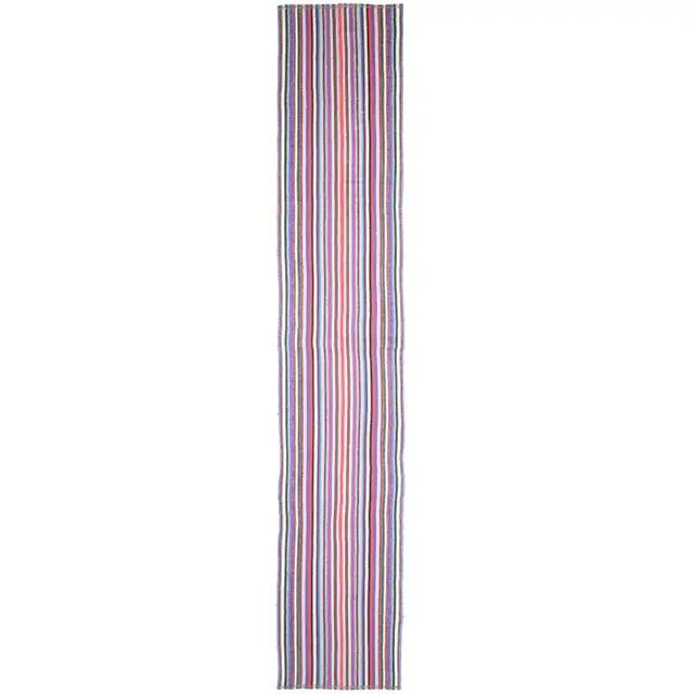 1970s vintage Turkish Oushak handmade wool cotton pink runner rug 88x477