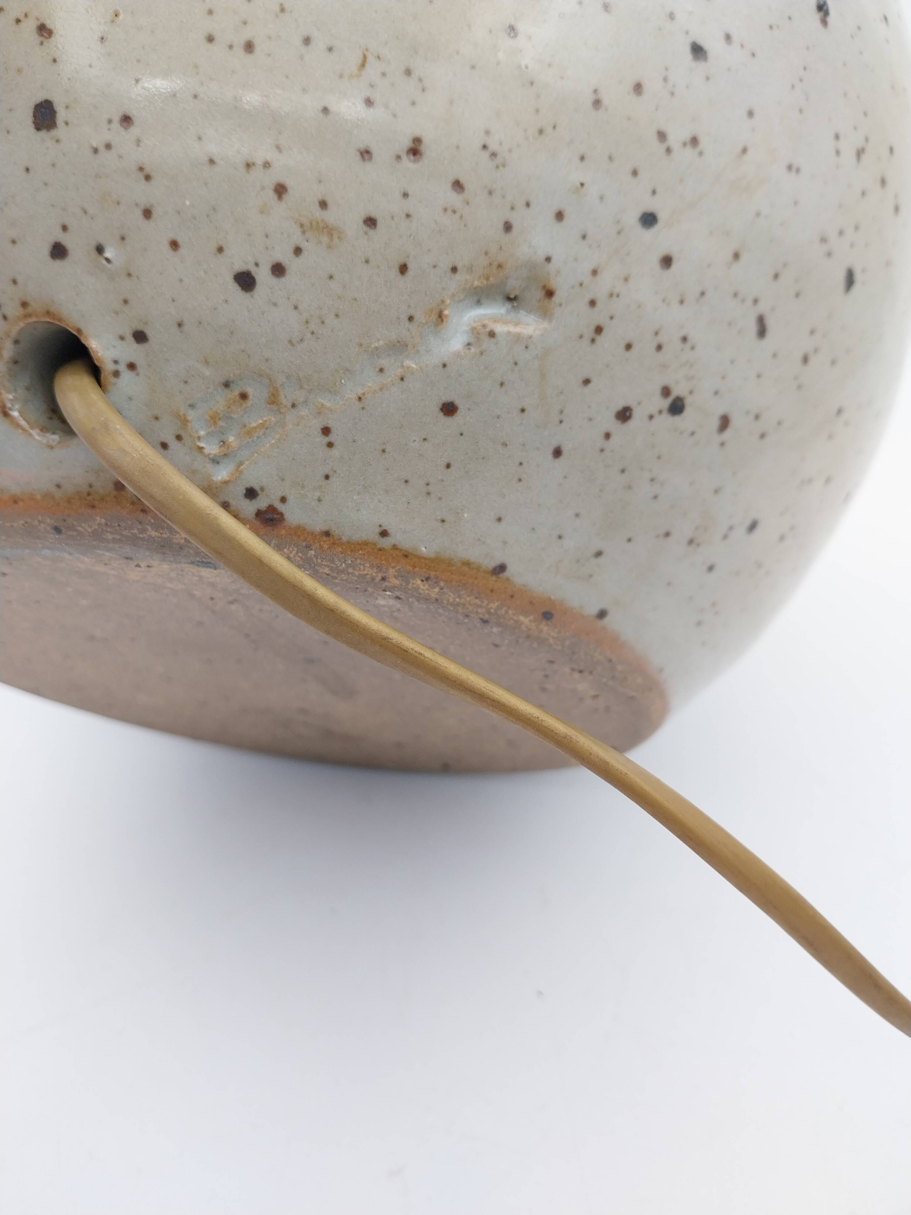 Grande lampe boule grès signée Baudat