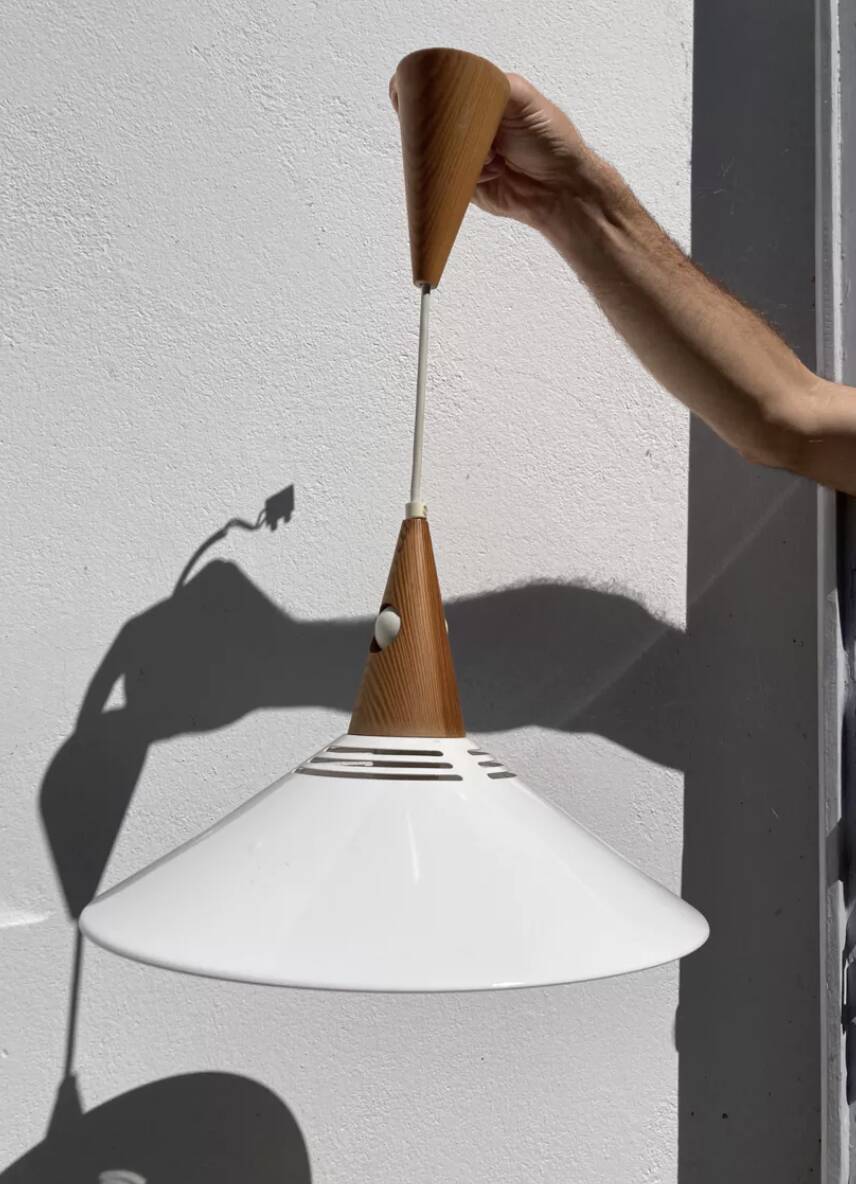 Scandinavian white metal pendant light