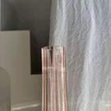 Large pink glass bud vase, H37 D18A