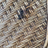 Round table with 2 rattan chairs