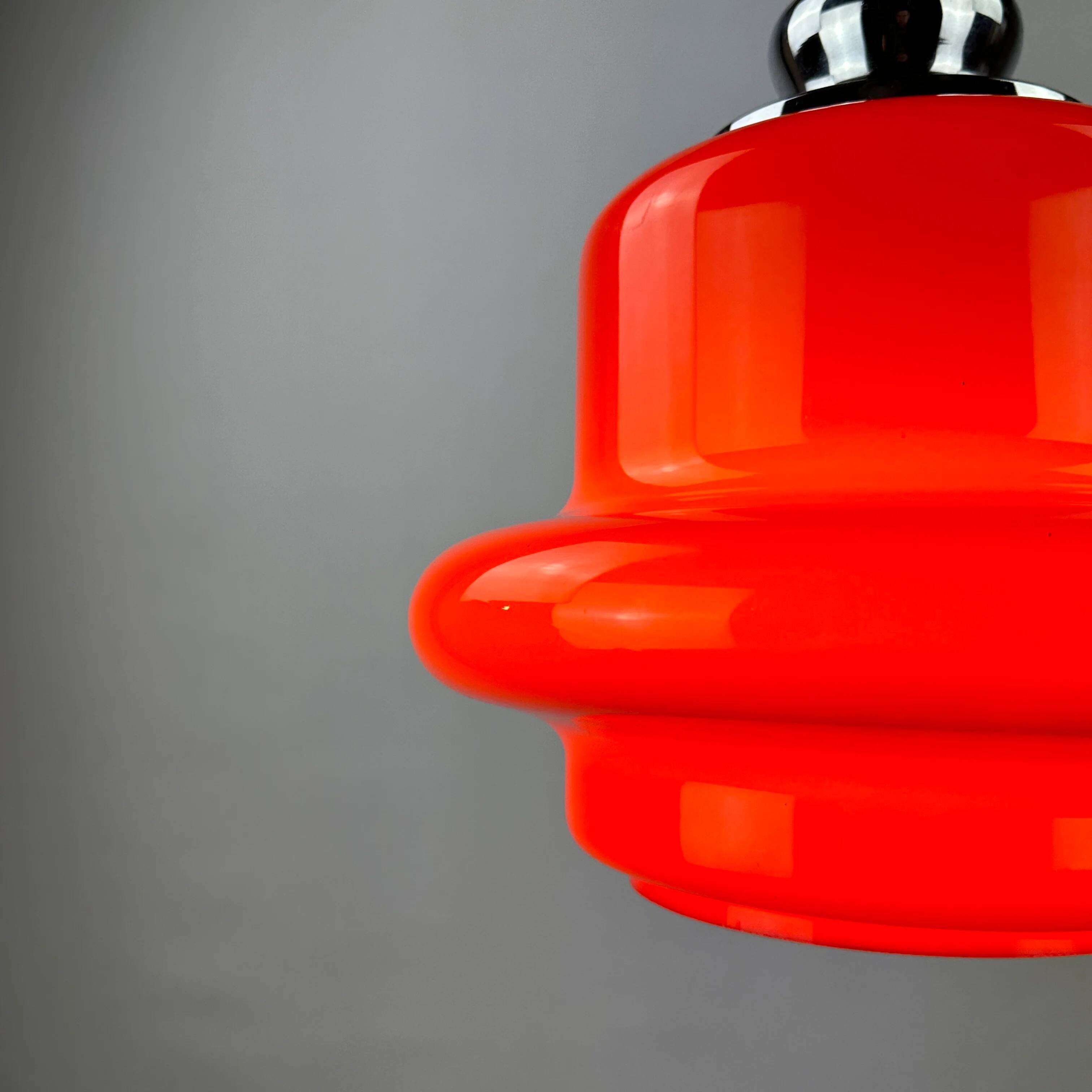 Red opaline glass pendant by Hustadt Leuchten, 1960