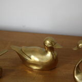 Set of 2 ducks and 1 brass swan