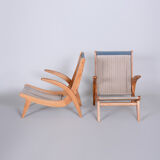 Paire de fauteuils bleus conçus par Jan Vaněk dans les années 1950. Ash.