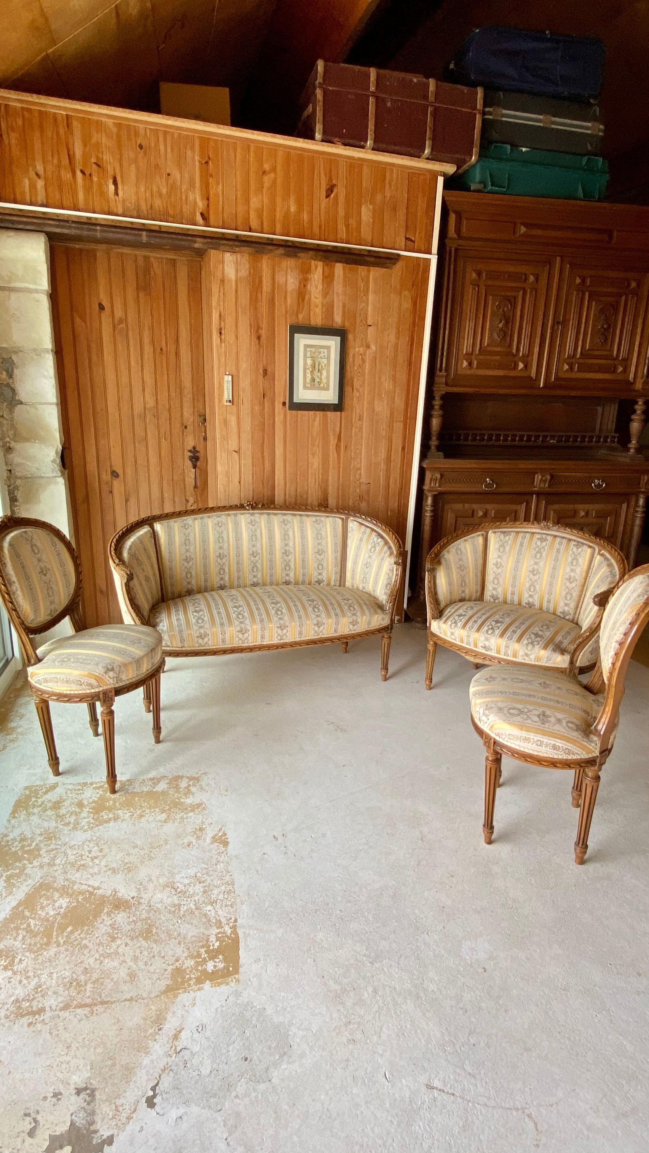 Salon soie et bois style Louis XV