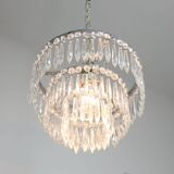 Vintage Italian Crystal & Chrome Chandelier, 1970s