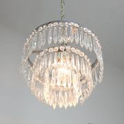 Vintage Italian Crystal & Chrome Chandelier, 1970s