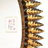 Miroir solaire vintage en métal doré 1960