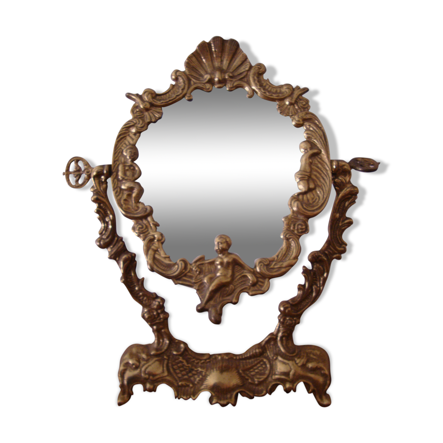 Psyched mirror swivelling bronze gilded gilt 29x34cm