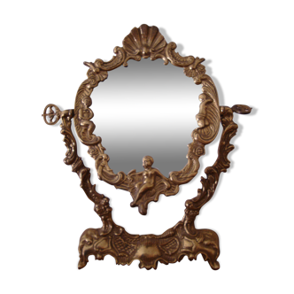 Miroir psychée pivotant bronze dore 29x34cm
