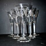 Set of 6 Roemer wine glasses Crystal flutes engraved garland 1900