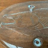 Large Vintage Glass Plate in the Shape of a Swedish Fish by Pukeberg Glass