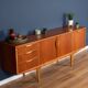 Retro 1960s Teak Jentique Mid Century Sideboard With Folded Handles