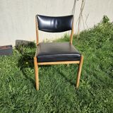Scandinavian chair with faux leather seat and back