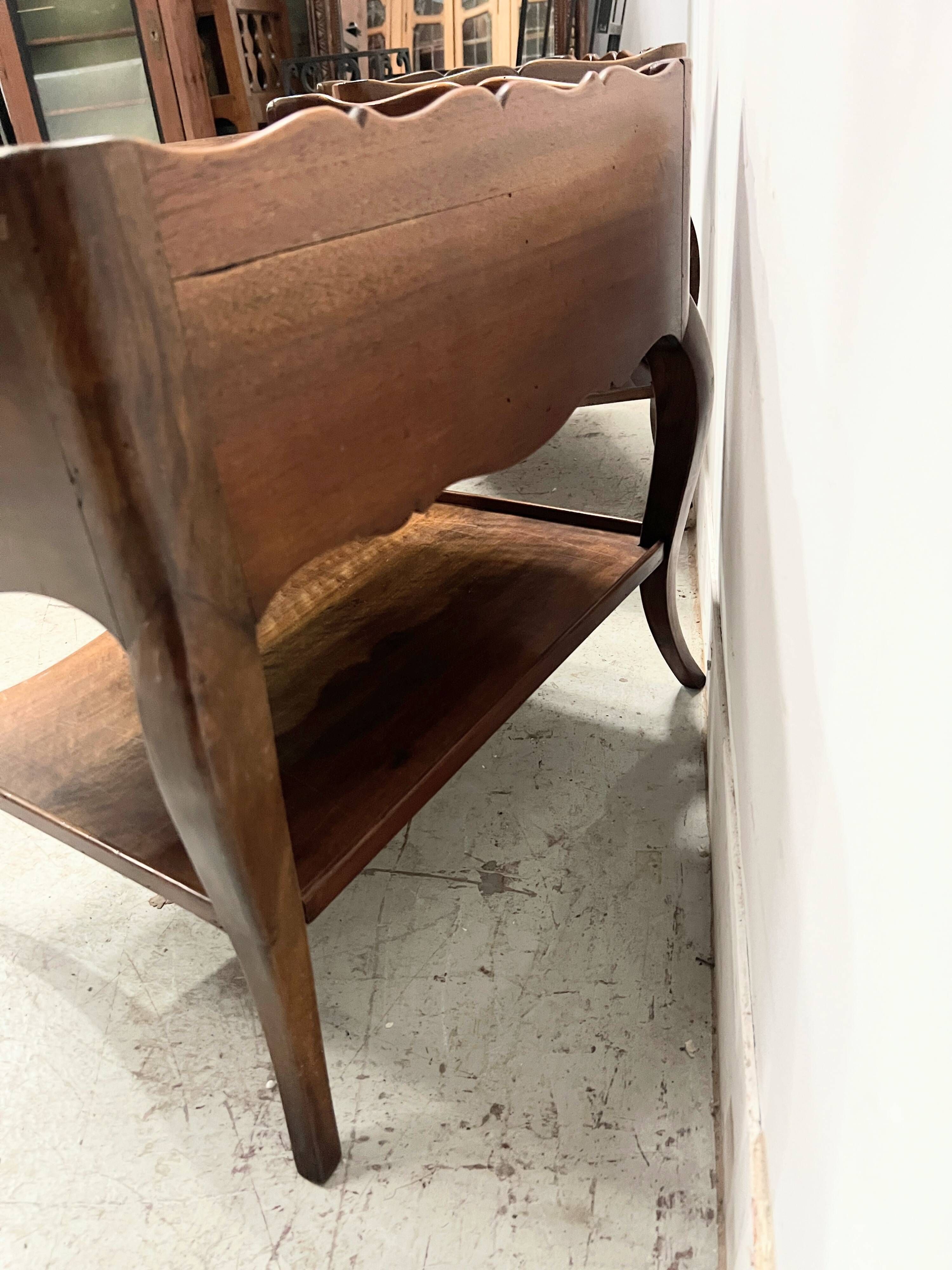 Louis XV style bedside table in solid walnut, 20th century.