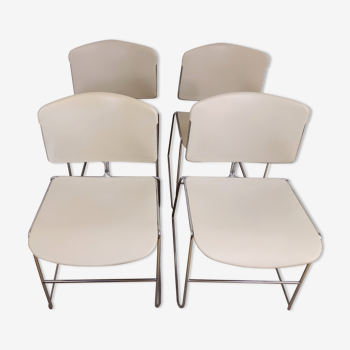 Suite de 4 chaises empilables vintage Steelcase Max Stacker années 70
