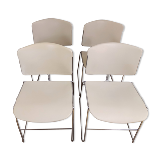 Suite of 4 vintage stackable chairs Steelcase Max Stacker 70s