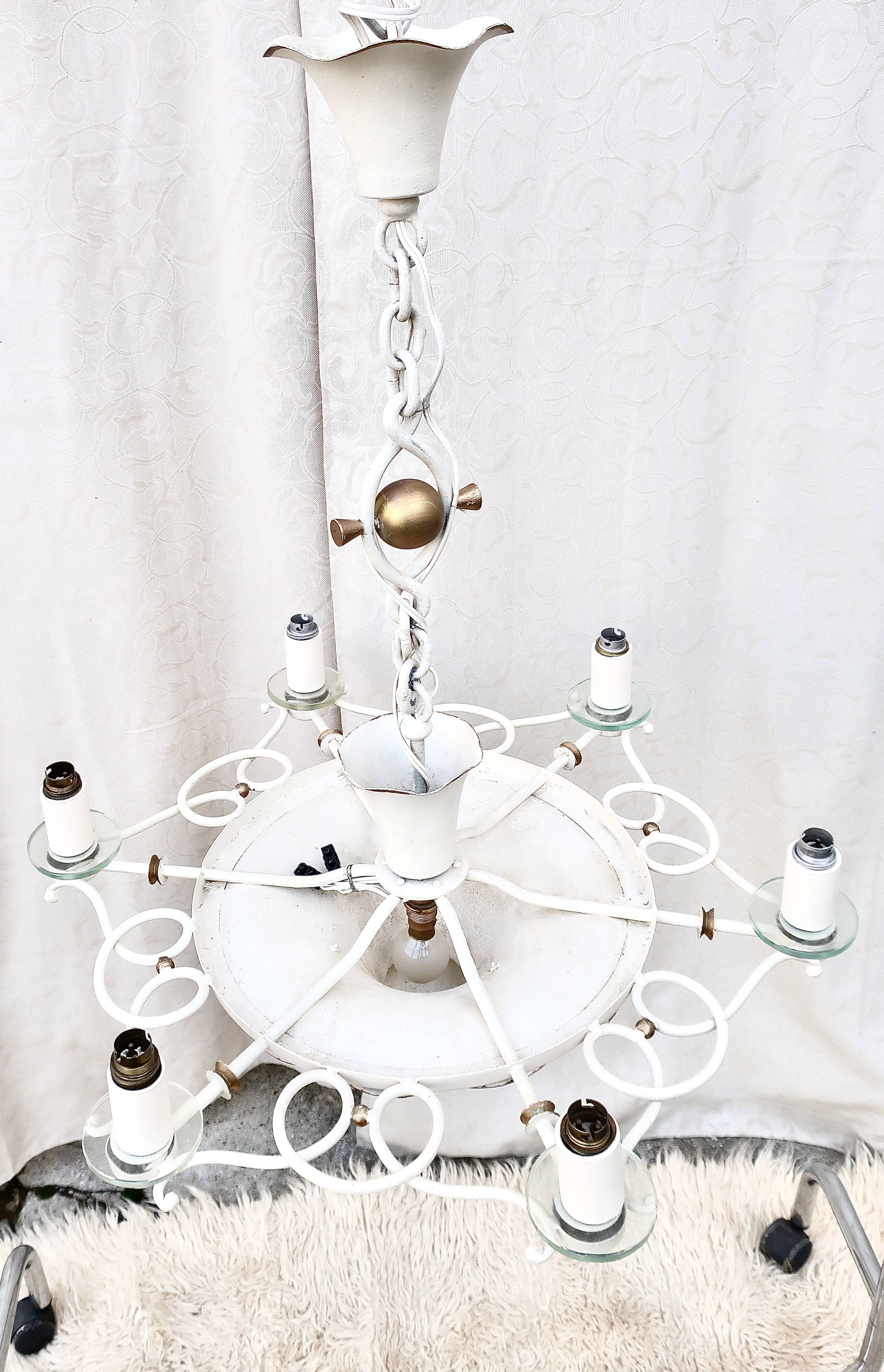 7-light art deco chandelier from the 1940s