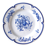 Assiette décorative faïence bleue et blanche