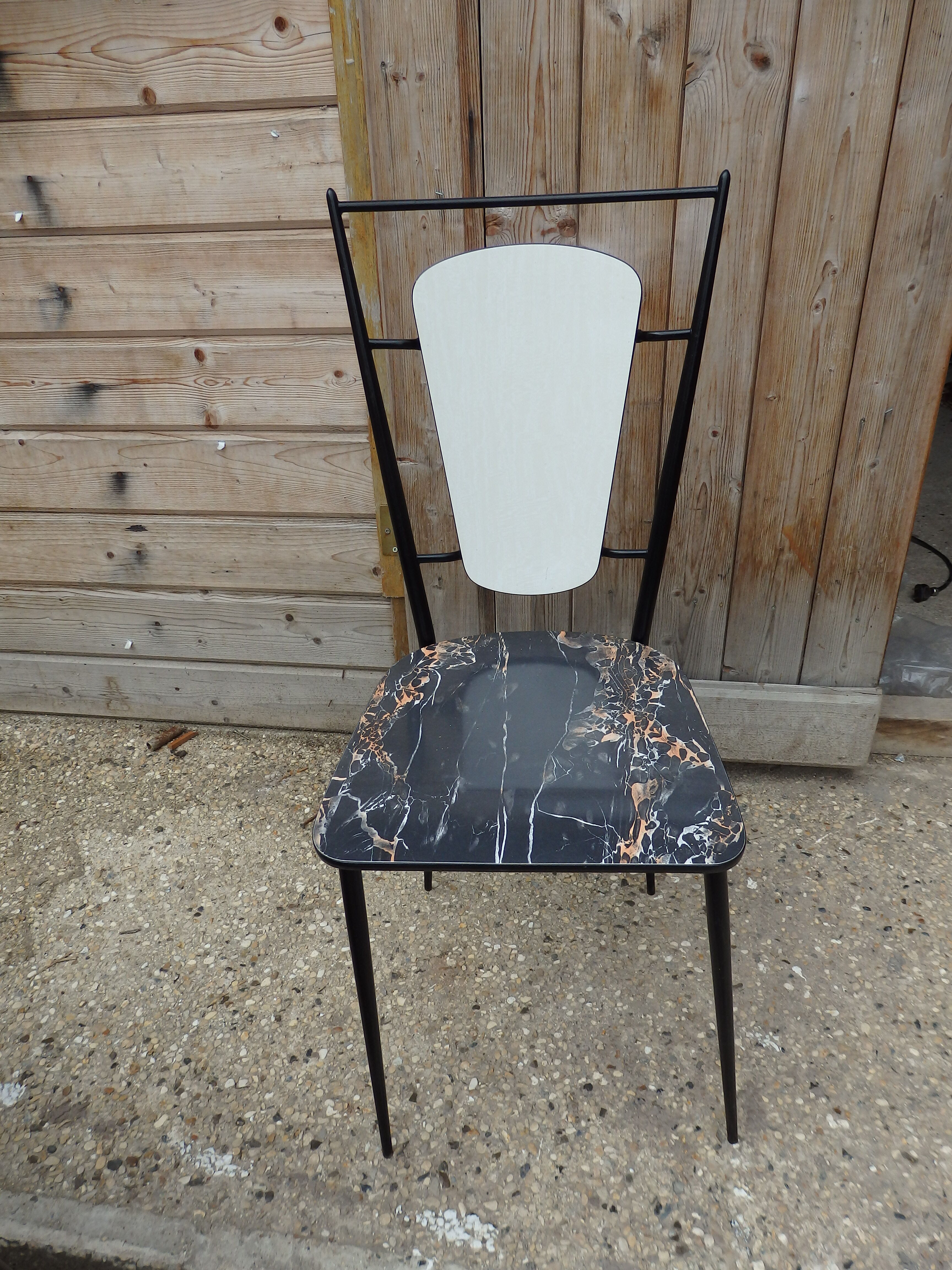 Set table and 4 chairs formica marbled black kitchen