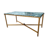 Table basse table d'appoint plateau marbre métal doré ancien vintage