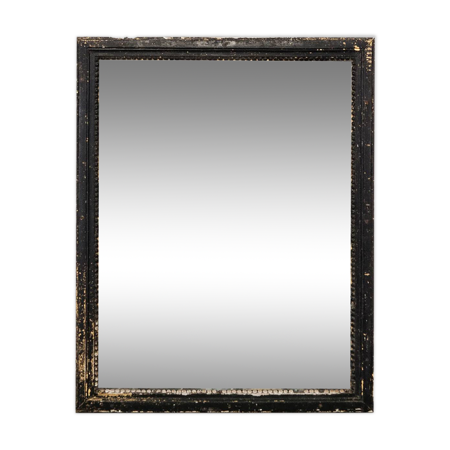 Antique French mirror from the late 19th century with a black painted frame.