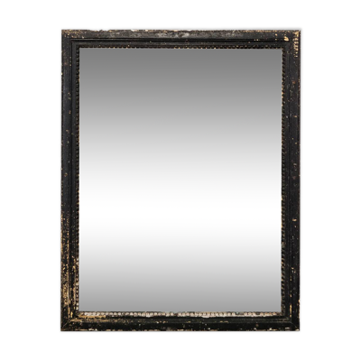 Miroir ancien français de la fin du XIXe siècle avec cadre peint en noir