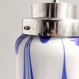 Blue & White Murano Glass Bell Pendant Ascribable to Mazzega, Italy, 1970s