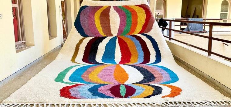 Beni Ourain Rug, Moroccan Abstract Wool Carpet 150/250cm