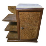 Art deco style bedside table in elm burl
