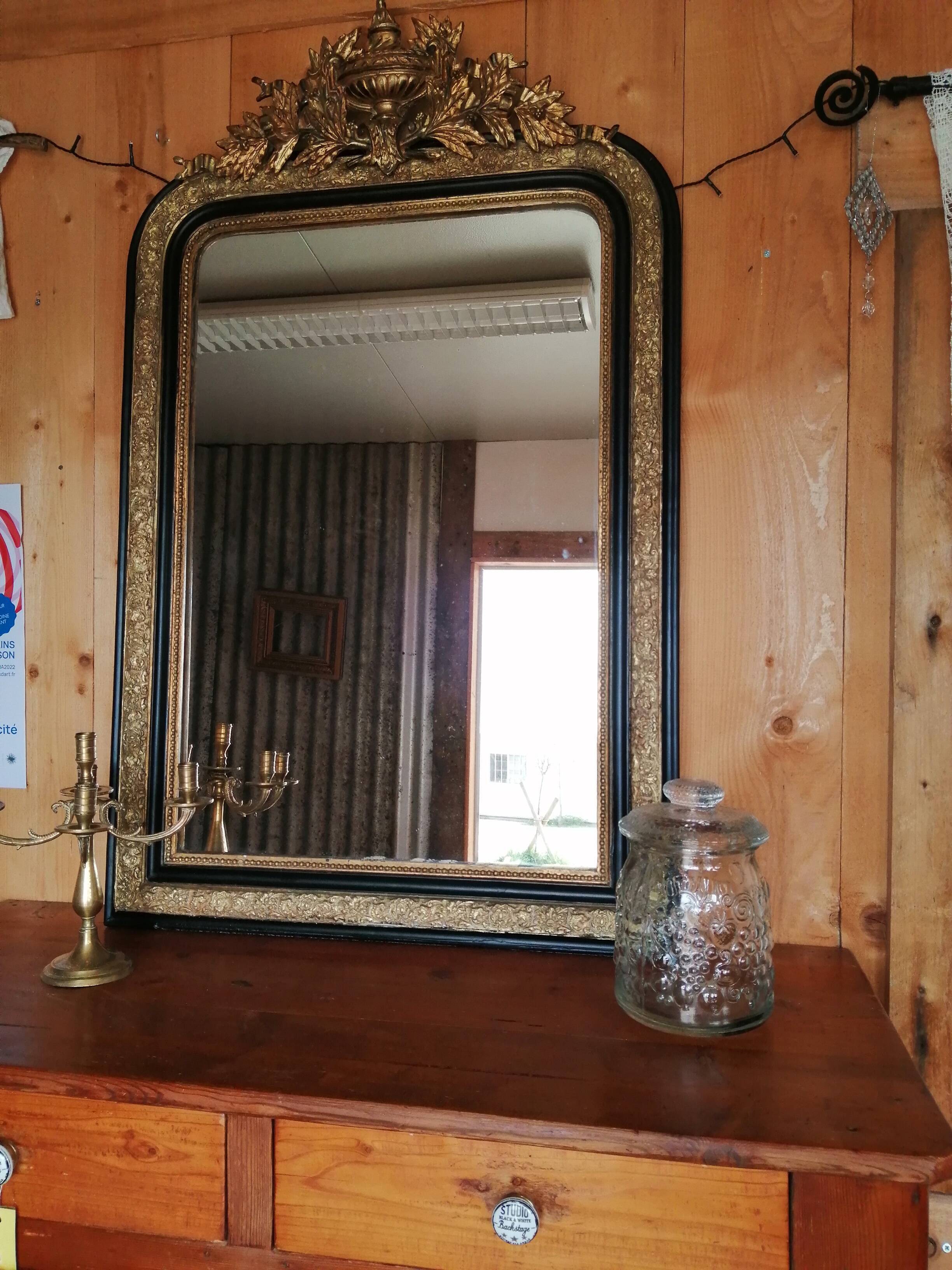 Old gilded mirror Napoleon III style