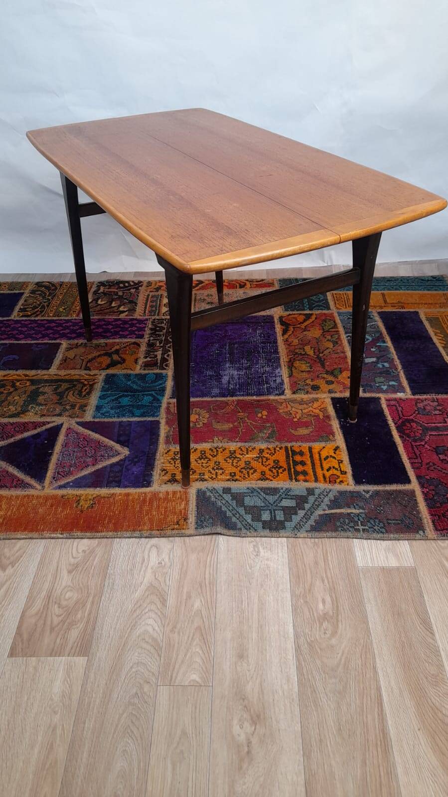 Vintage Scandinavian coffee table in teak and brass – 1960s