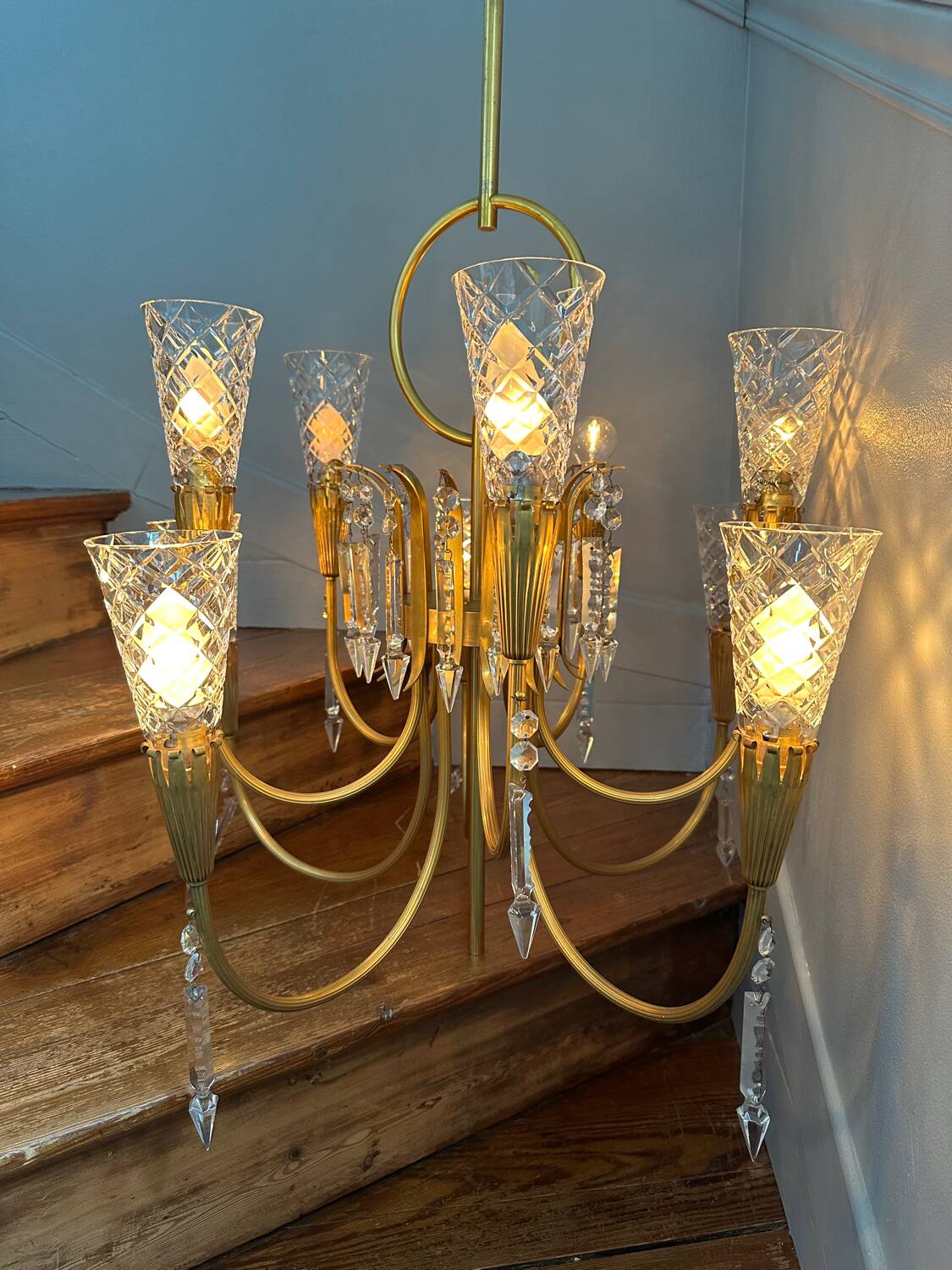 Vintage crystal pendant chandelier