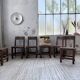 Set of 4 Savoyard pine folk art chairs from the 1950s.