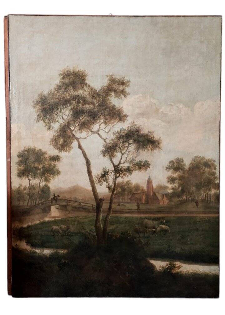 Large oil painting on canvas 2 m x 1.50 m - animated landscape - Charles Louis Verboeckhoven