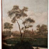 Large oil painting on canvas 2 m x 1.50 m - animated landscape - Charles Louis Verboeckhoven