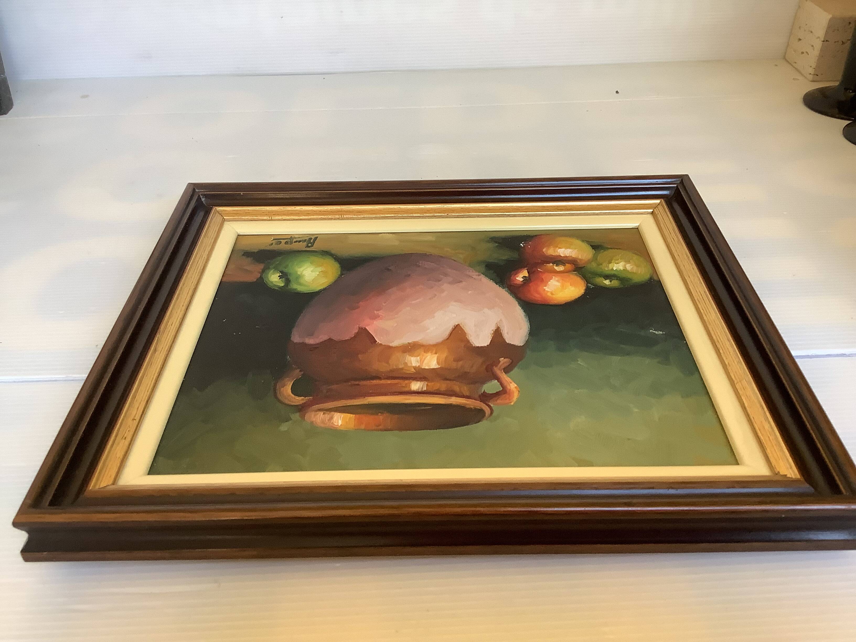 Tableau nature morte huile sur toile signée
