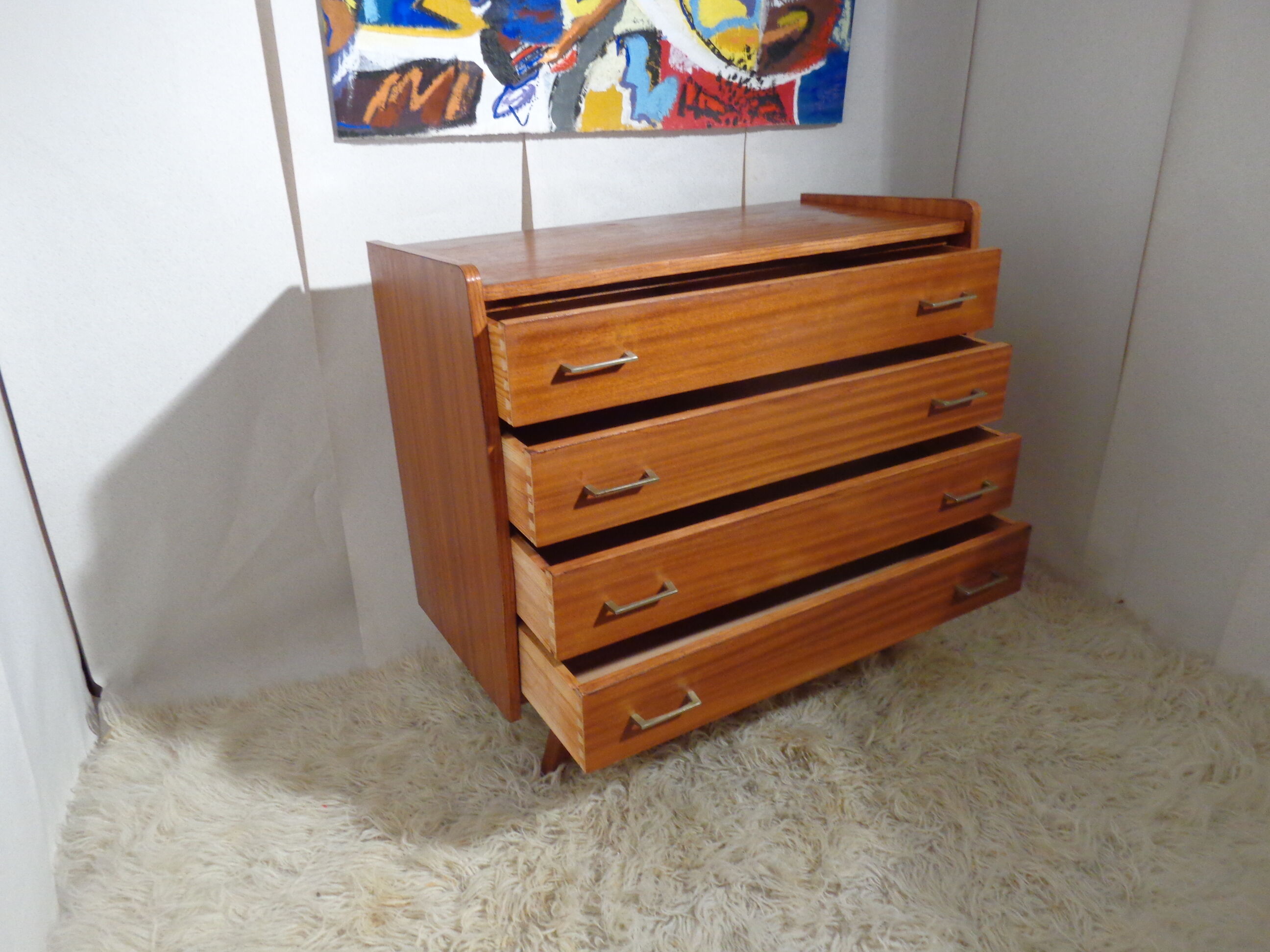 Scandinavian vintage dresser from the 60s teak feet compass