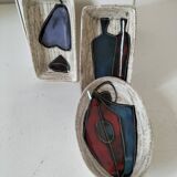 Trio of decorative glazed ceramic bowls – Italy, 1960s