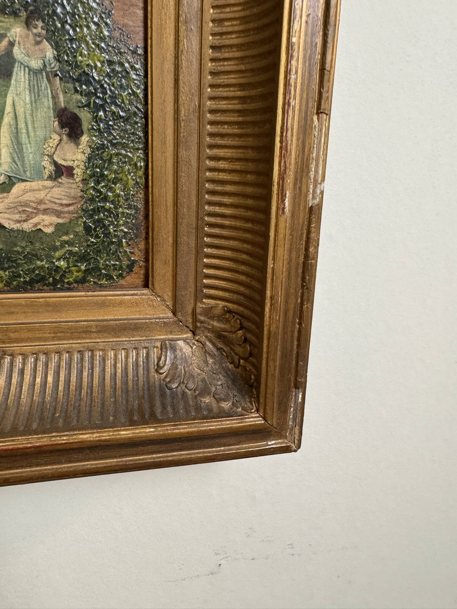 Romantic oil painting on panel from the 19th century