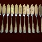 Set of 12 silver metal fish knives net model