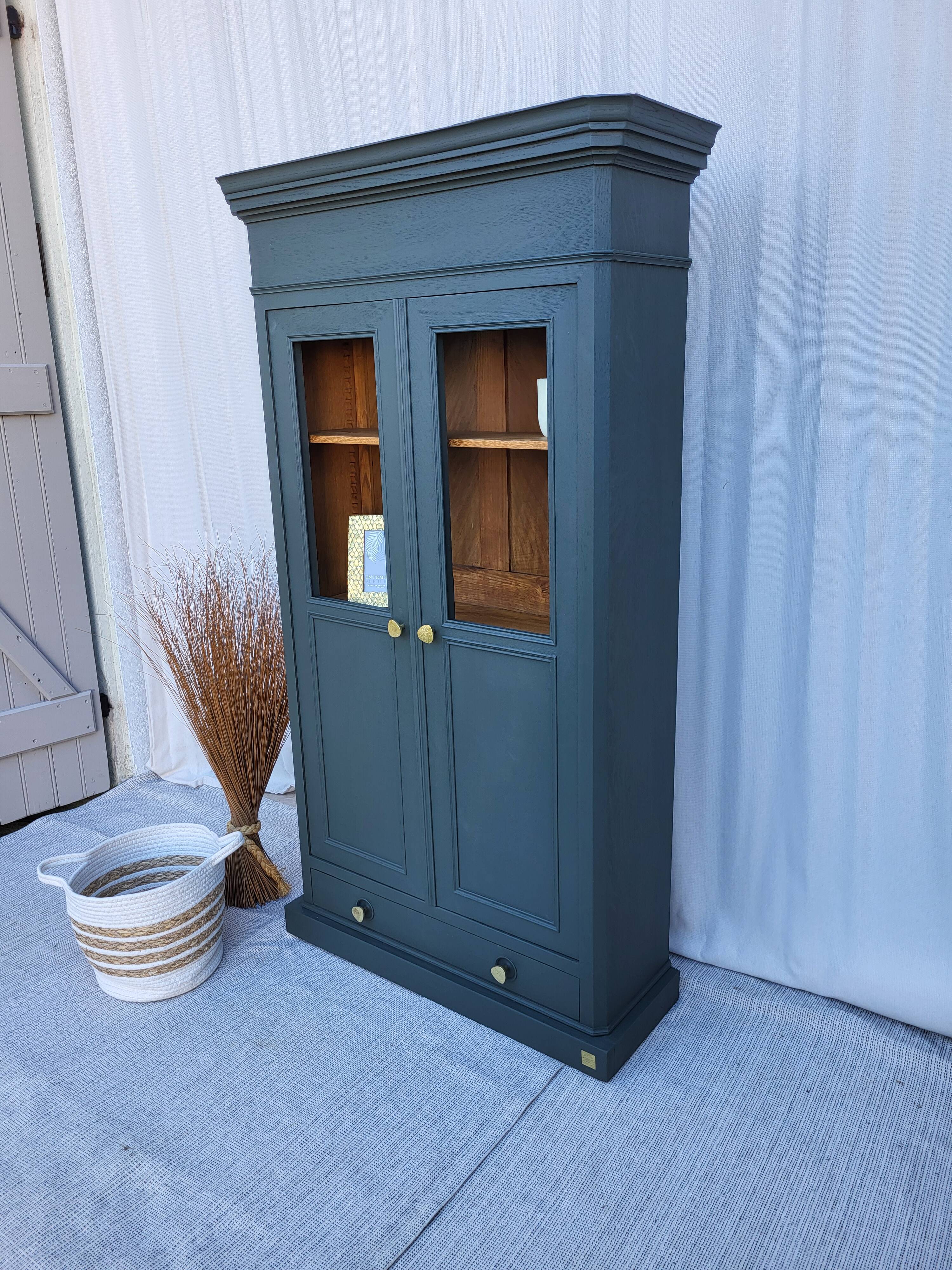 bookcase with 2 glass doors