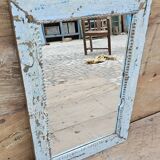 Ancien miroir Art déco en teck birman