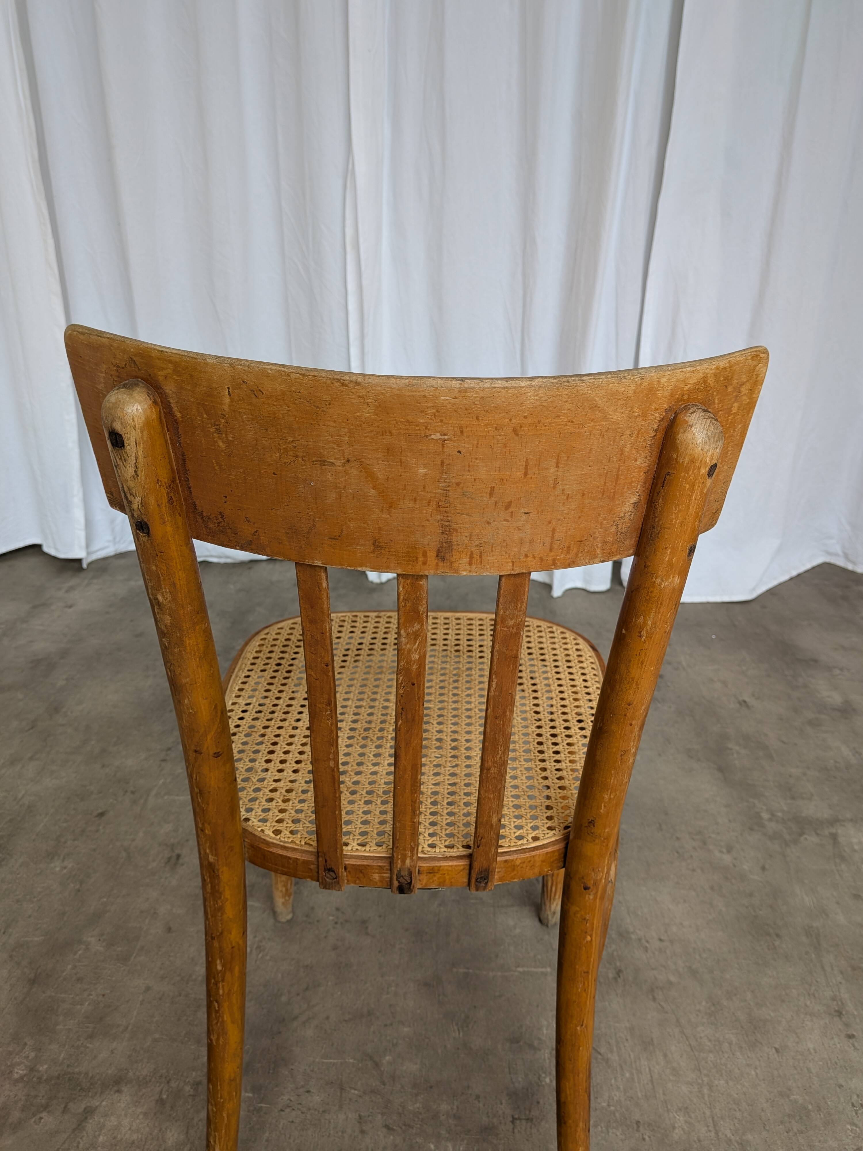 Vintage Cane Seat Dining Chair: 1970s Yugoslavia, Boho Interior
