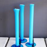 Vintage tall handblown orchid vases in azure blue by Artur Percy for Gullaskruf, 1970s, set of 3