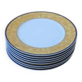 8 large vintage flat plates in porcelain Winterling Bavaria - Marli yellow marbled