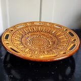 Large Mid-Century Modern French Ceramic Sunflower Plate - 1950s-1960s - Grottes de Dieulefit
